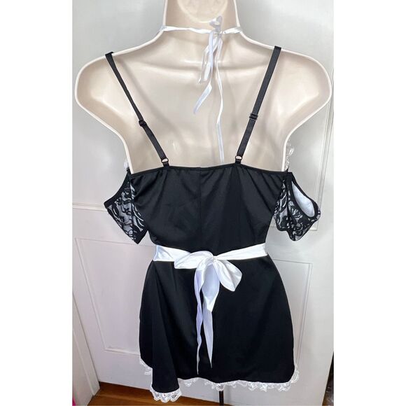 Dreamgirl French Maid Costume Black 3 Piece Sexy Lingerie Medium Nwt - Picture 6 of 6